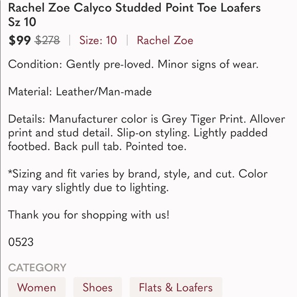 Rachel Zoe Calyco Studded Point Toe Loafers Sz 10 - Picture 9 of 9